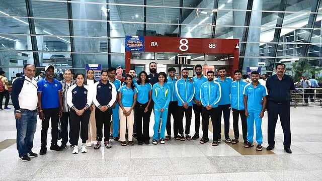 SAI Media : File photo of the Indian athletics squad departing for a training camp in Poland.